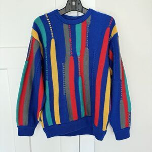 Vintage COOGI Australia Multicolor 3D Knit Pure Wool Knit Pullover Sweater M